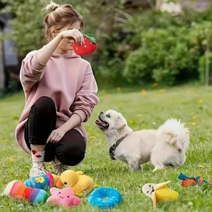 7-in-1 Plush Fruit & Veg Dog Toy Set