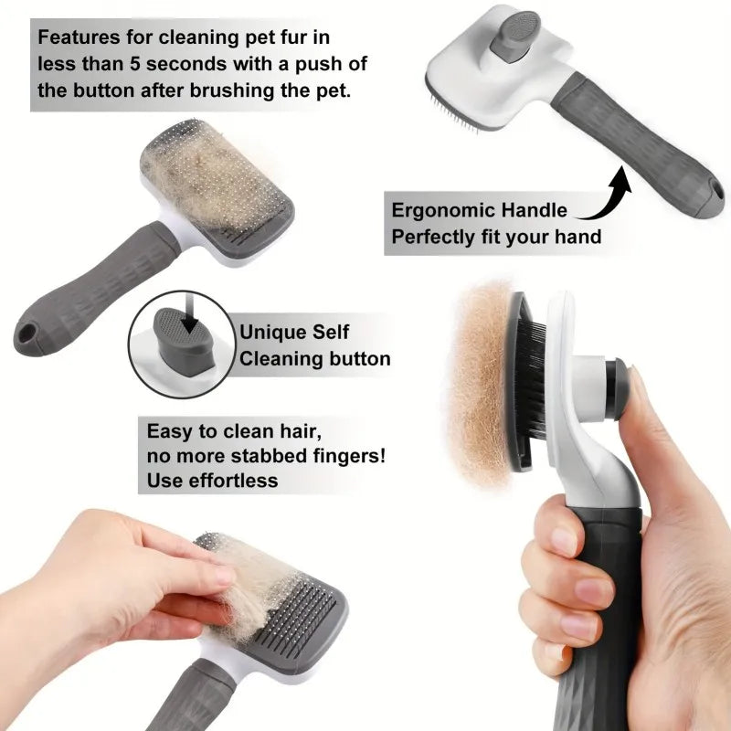 Gentle Pet Grooming & Fur Removal Brush