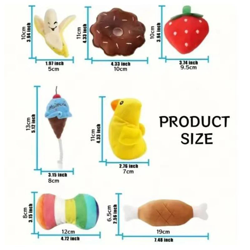 7-in-1 Plush Fruit & Veg Dog Toy Set