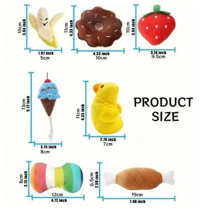 7-in-1 Plush Fruit & Veg Dog Toy Set